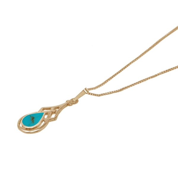 Yellow Gold Turquoise Celtic Pendant