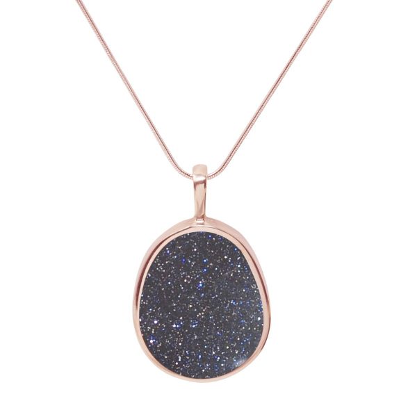 Rose Gold Blue Goldstone Pendant