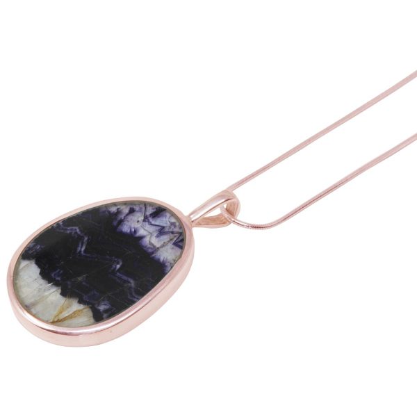 Rose Gold Blue John Oval Pendant