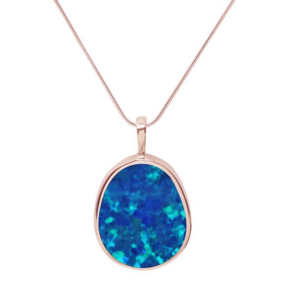 Rose Gold Cobalt Blue Opalite Pendant