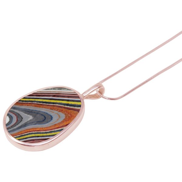 Rose Gold Fordite Oval Pendant