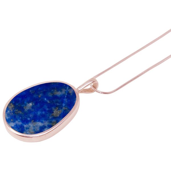 Rose Gold Lapis Oval Pendant