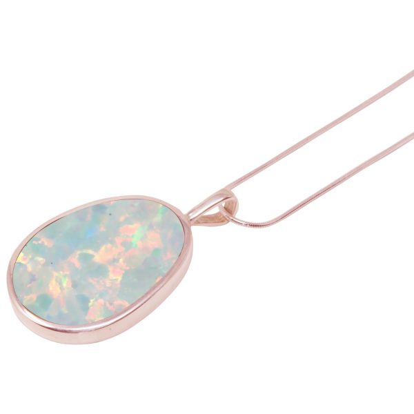 Rose Gold Opalite Sun Ice Oval Pendant