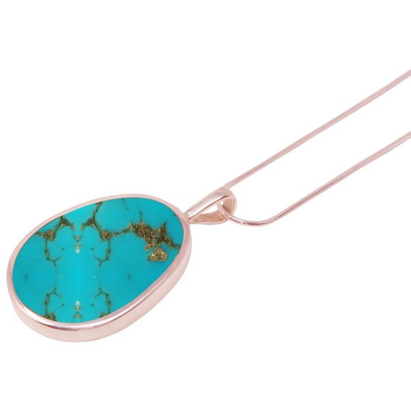 Rose Gold Turquoise Oval Pendant