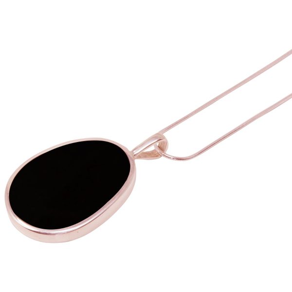 Rose Gold Whitby Jet Oval Pendant