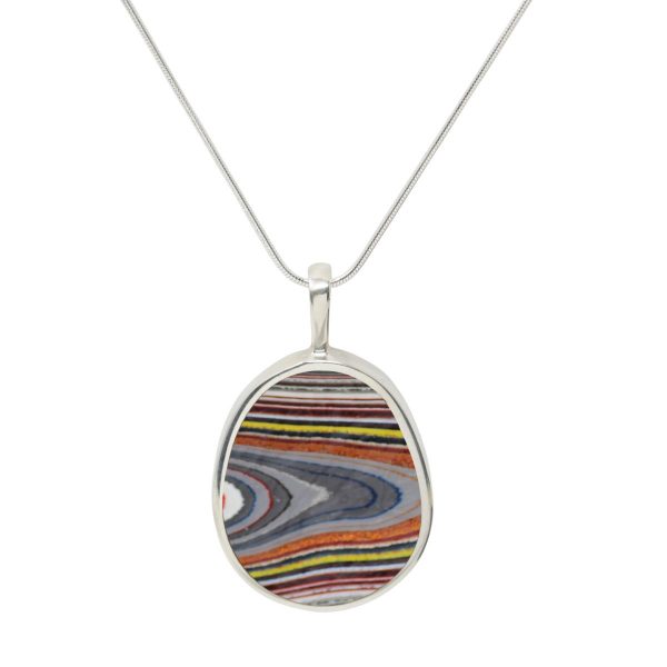 Silver Fordite Pendant