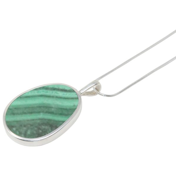 Silver Malachite Oval Pendant