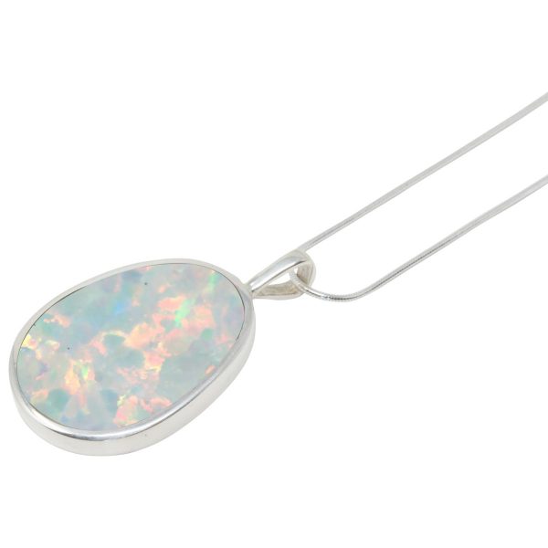 Silver Opalite Sun Ice Oval Pendant