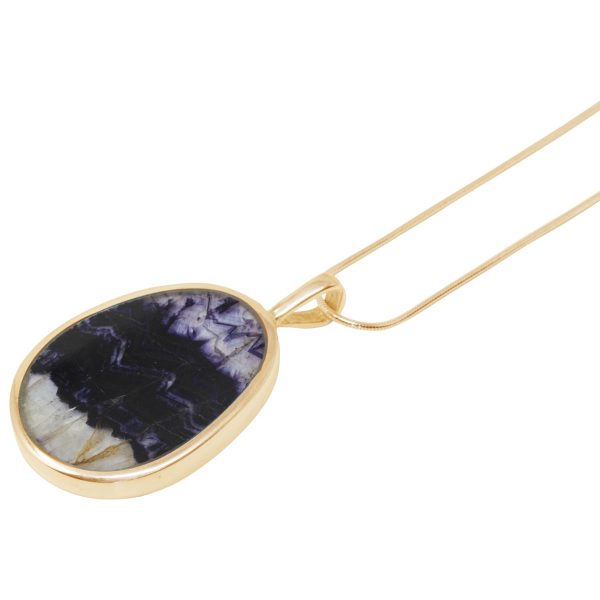 Yellow Gold Blue John Oval Pendant