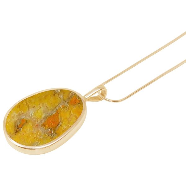 Yellow Gold Bumblebee Jasper Oval Pendant