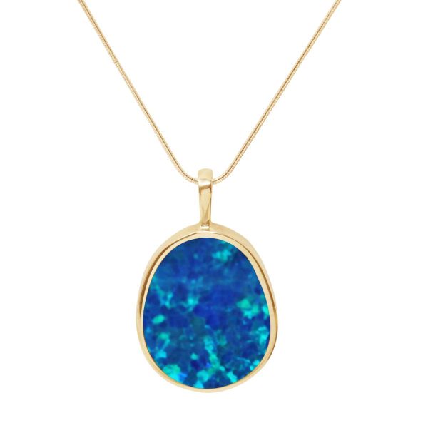 Yellow Gold Opalite Cobalt Blue Pendant