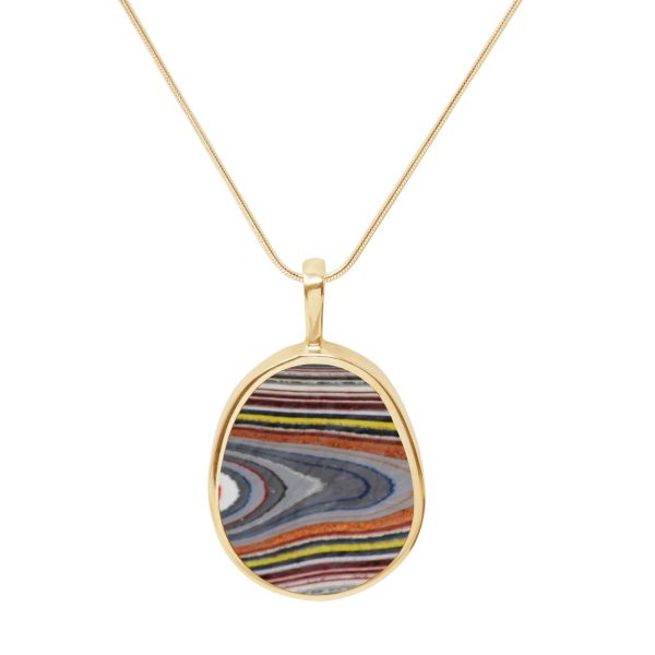 Yellow Gold Fordite Pendant