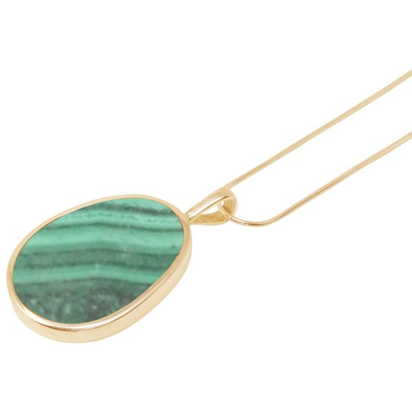 Yellow Gold Malachite Oval Pendant