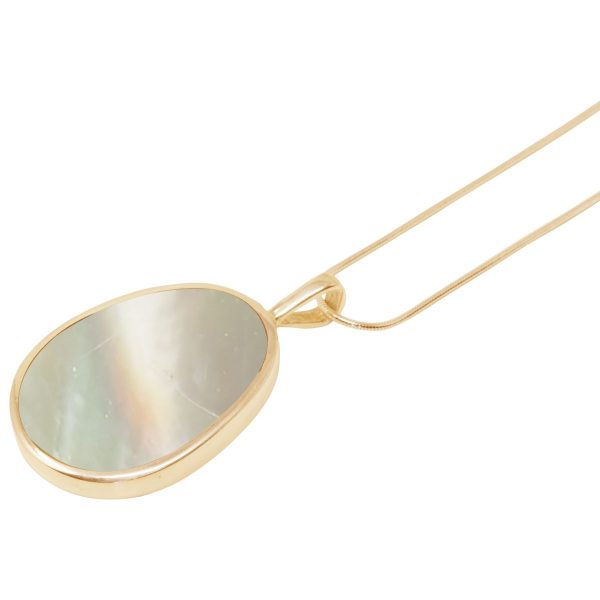 Yellow Gold Mother of Pearl Oval Pendant