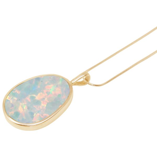 Yellow Gold Opalite Sun Ice Oval Pendant