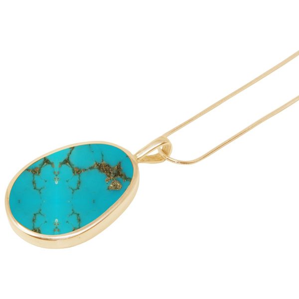 Yellow Gold Turquoise Oval Pendant