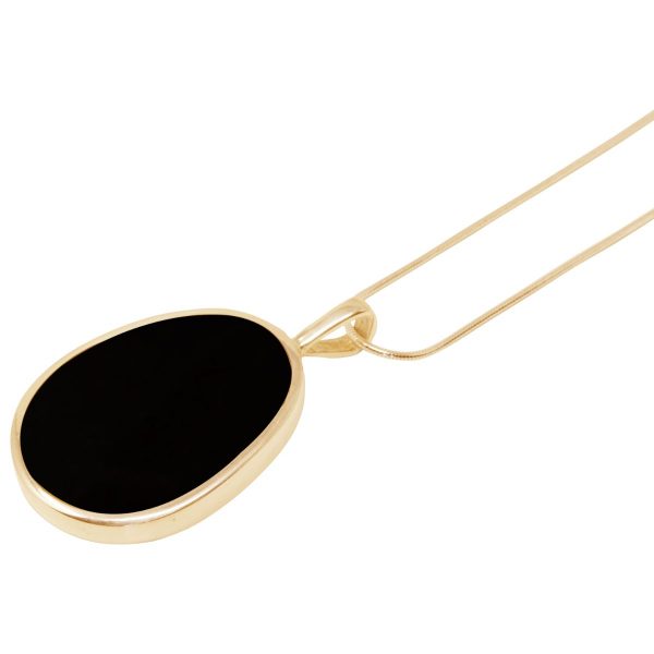 Yellow Gold Whitby Jet Oval Pendant