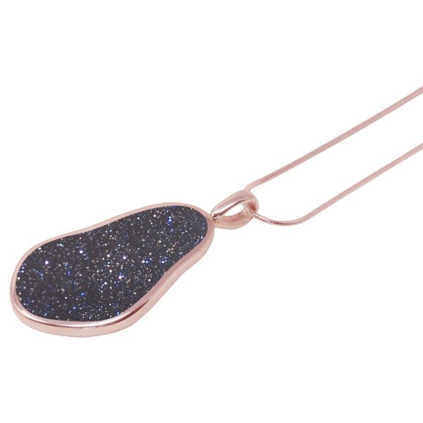 Rose Gold Blue Goldstone Pendant