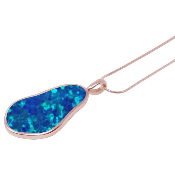 Rose Gold Cobalt Blue Opalite Pendant