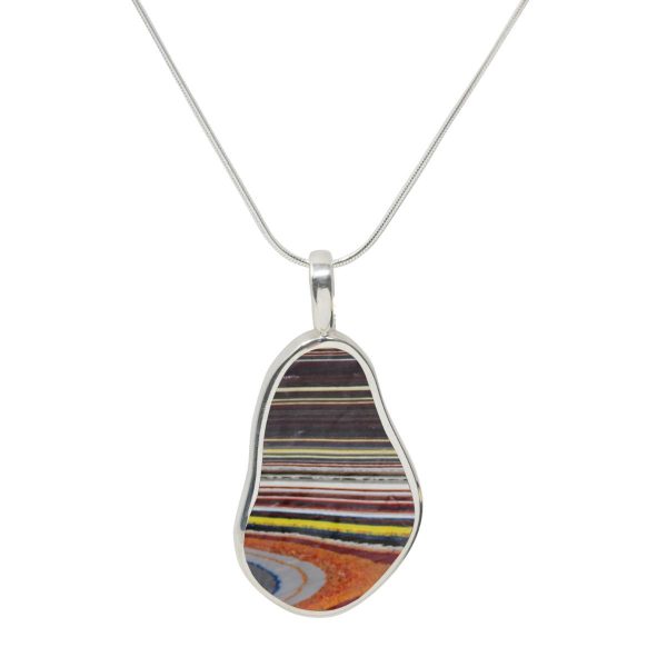 Silver Fordite Pendant