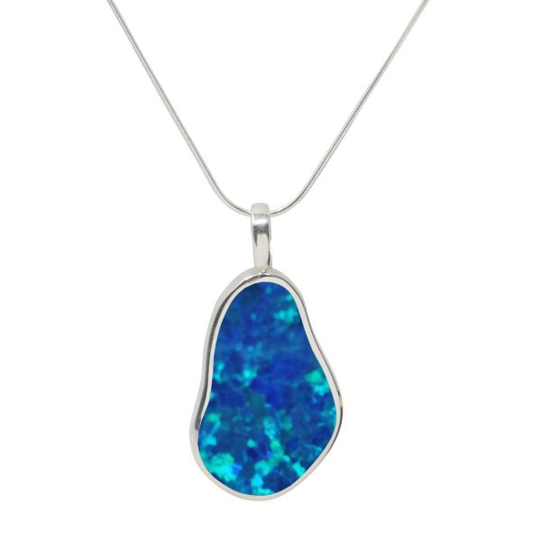 White Gold Opalite Cobalt Blue Pendant