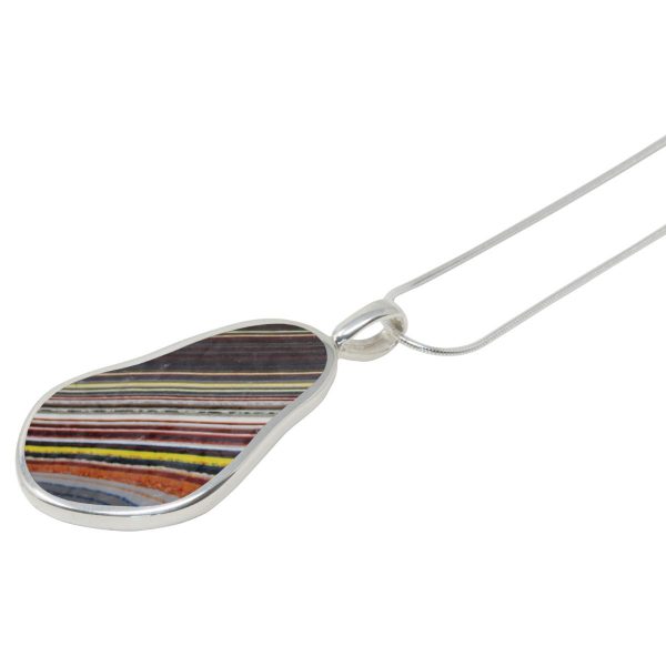 White Gold Fordite Pendant