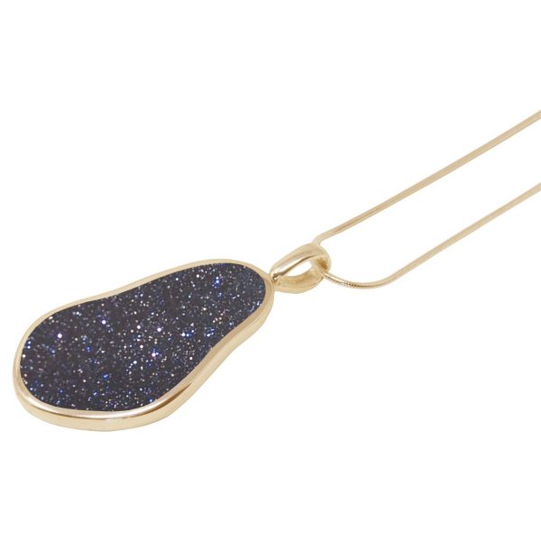 Yellow Gold Blue Goldstone Pendant