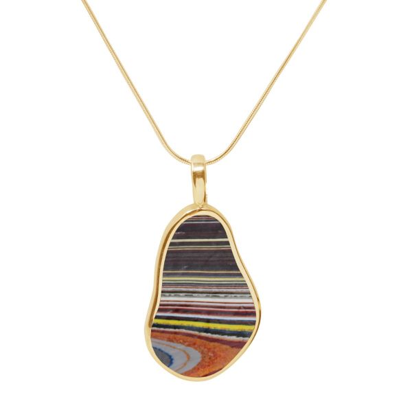 Yellow Gold Fordite Pendant