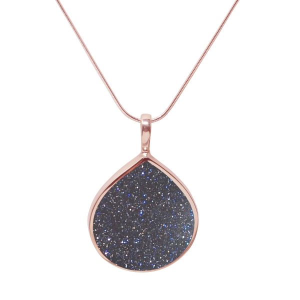 Rose Gold Blue Goldstone Pendant