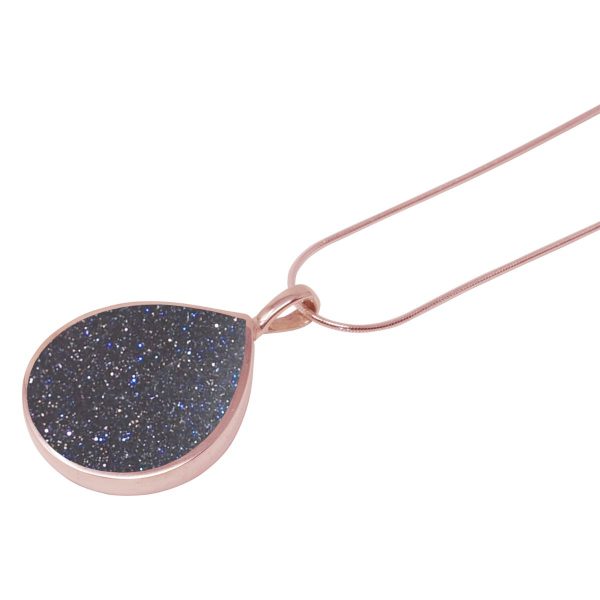 Rose Gold Blue Goldstone Teardrop Shaped Pendant