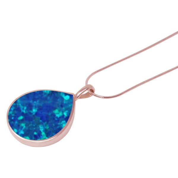 Rose Gold Opalite Cobalt Blue Teardrop Shaped Pendant