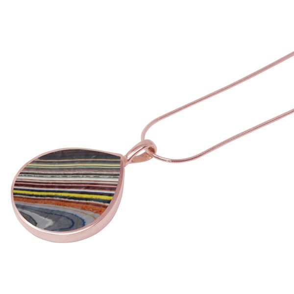 Rose Gold Fordite Teardrop Shaped Pendant