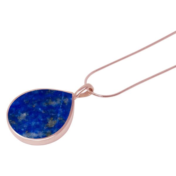 Rose Gold Lapis Teardrop Shaped Pendant