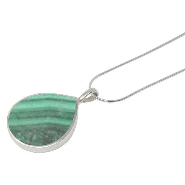 Silver Malachite Teardrop Shaped Pendant