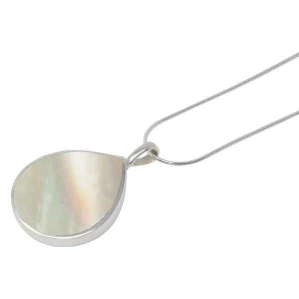 Silver Mother of Pearl Teardrop Shaped Pendant