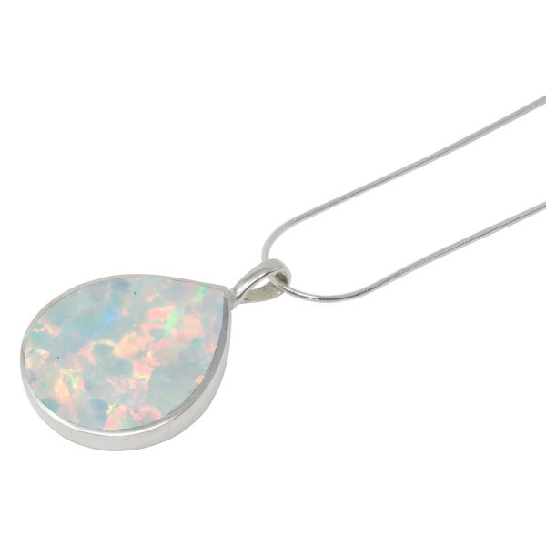 Silver Opalite Sun Ice Teardrop Shaped Pendant