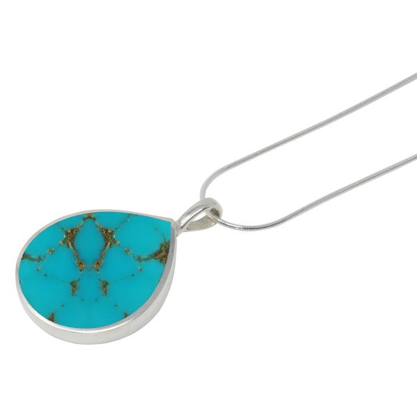 Silver Turquoise Teardrop Shaped Pendant