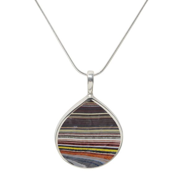 White Gold Fordite Pendant