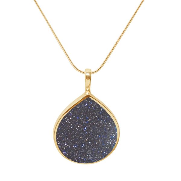 Yellow Gold Blue Goldstone Pendant