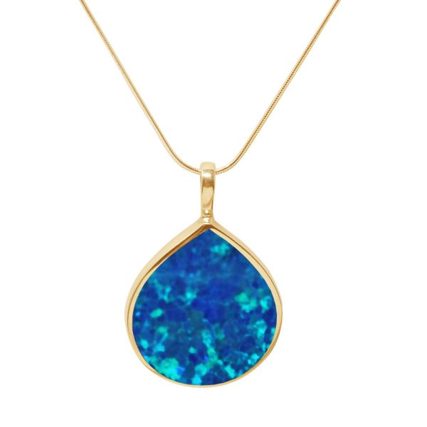 Yellow Gold Opalite Cobalt Blue Pendant