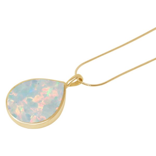 Yellow Gold Opalite Sun Ice Teardrop Shaped Pendant