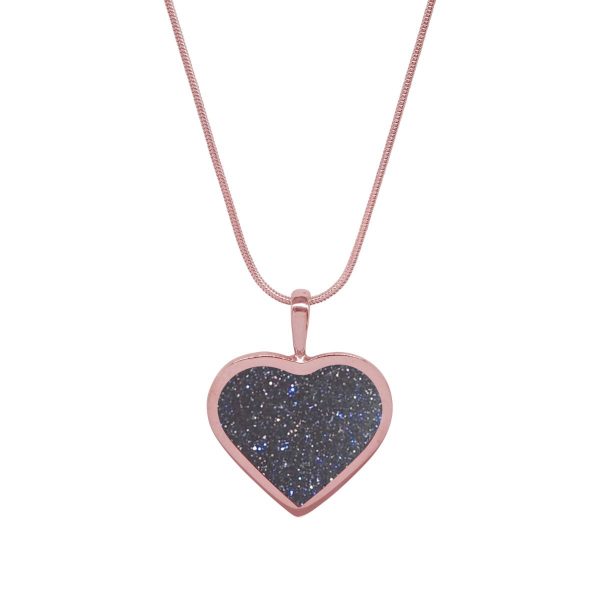 Rose Gold Blue Goldstone Heart Shaped Pendant