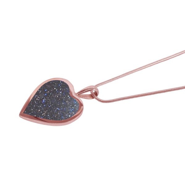 Rose Gold Blue Goldstone Heart Shaped Pendant