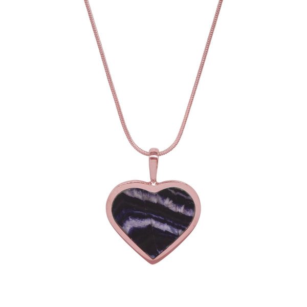 Rose Gold Blue John Heart Shaped Pendant