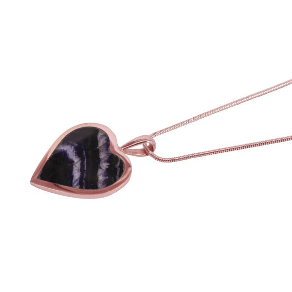 Rose Gold Blue John Heart Shaped Pendant