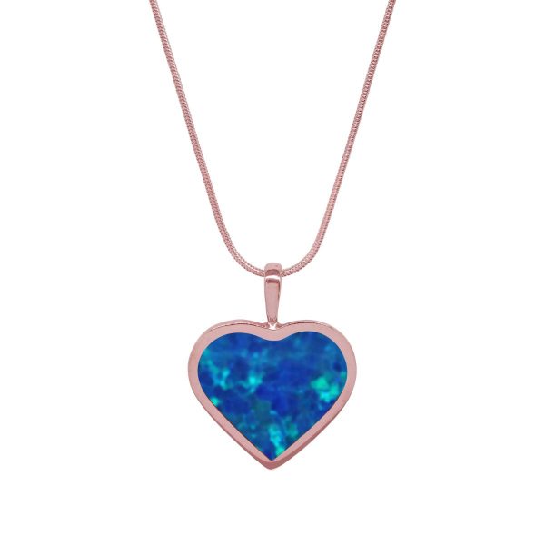 Rose Gold Opalite Cobalt Blue Heart Shaped Pendant