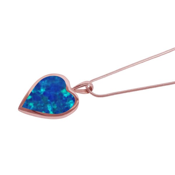 Rose Gold Opalite Cobalt Blue Heart Shaped Pendant