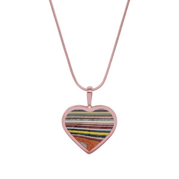 Rose Gold Fordite Heart Shaped Pendant