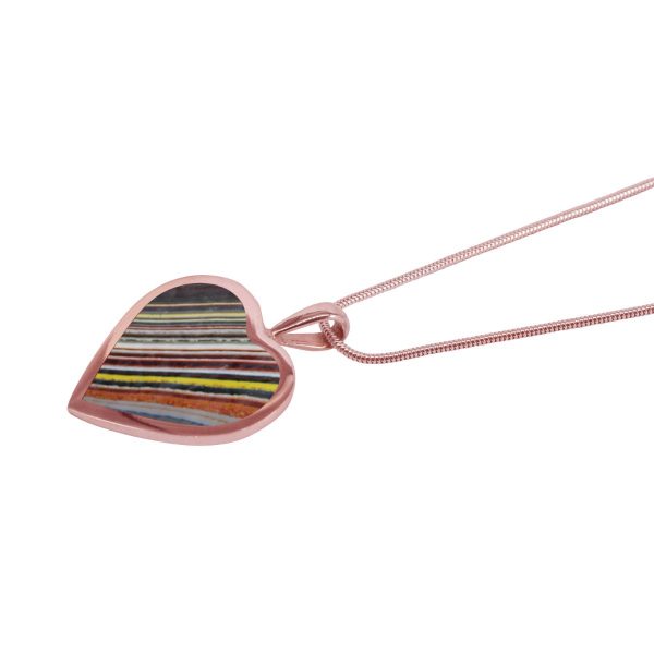 Rose Gold Fordite Heart Shaped Pendant