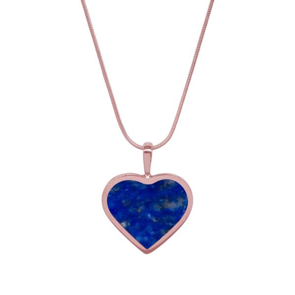 Rose Gold Lapis Heart Shaped Pendant